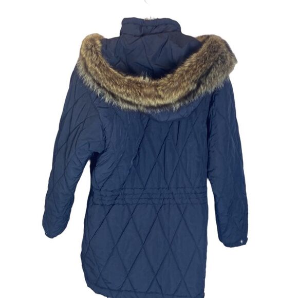 Bogner vintage black quilted long line jacket faux fur hood 4 - Picture 8 of 11